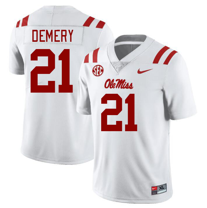 Men #21 Daniel Demery Ole Miss Rebels College Football Jerseyes Stitched Sale-White - Click Image to Close